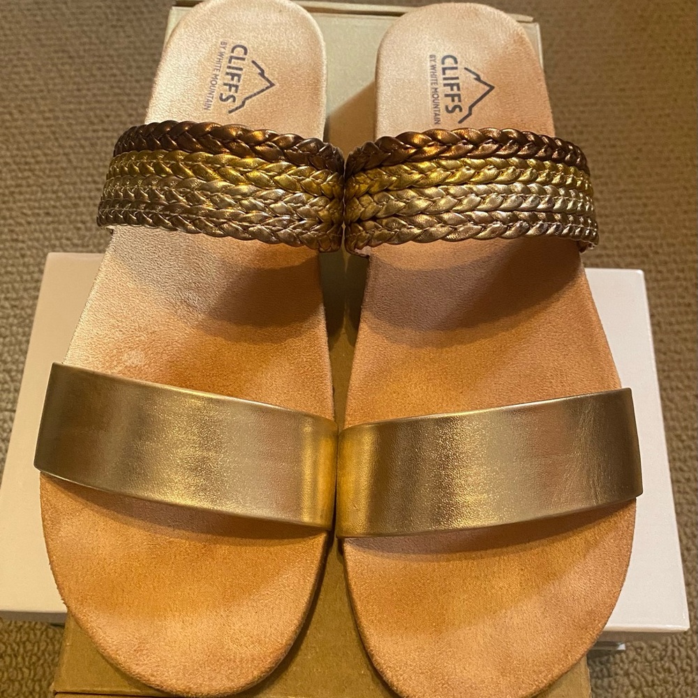 Cliffs by WHITE MOUNTAIN Gold Braided Sandals